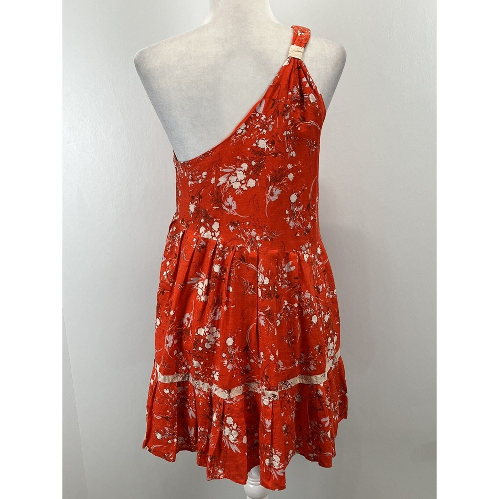 Free People All Mine Linen Blend Mini Dress Womens XS One Shoulder Babydoll Boho - Picture 3 of 8